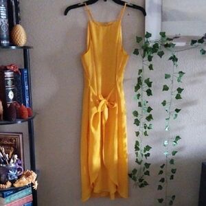 Women's Naked Zebra Yellow Spaghetti Strap Sundress Waist Tie - Small
